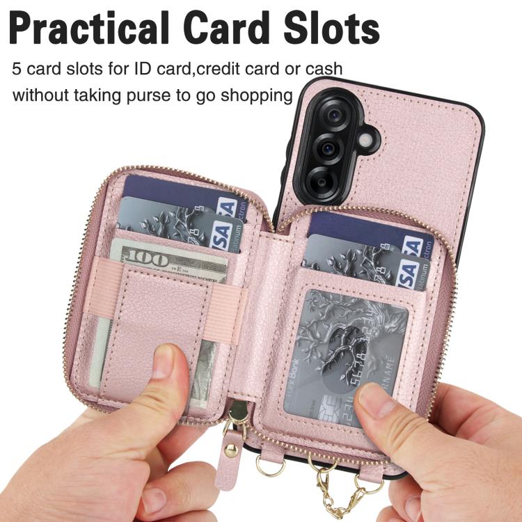 For Samsung Galaxy A36 5G AwQuer 2 in 1 Crossbody Zipper Wallet Leather Back Phone Case