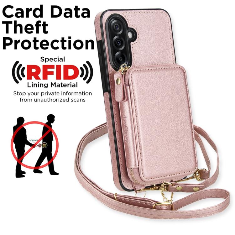 For Samsung Galaxy A36 5G AwQuer 2 in 1 Crossbody Zipper Wallet Leather Back Phone Case