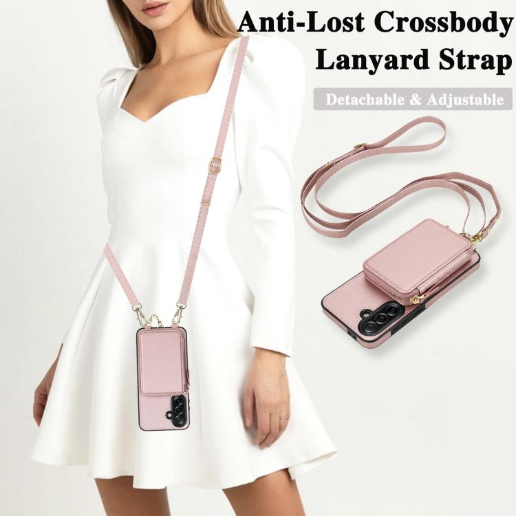 For Samsung Galaxy A36 5G AwQuer 2 in 1 Crossbody Zipper Wallet Leather Back Phone Case