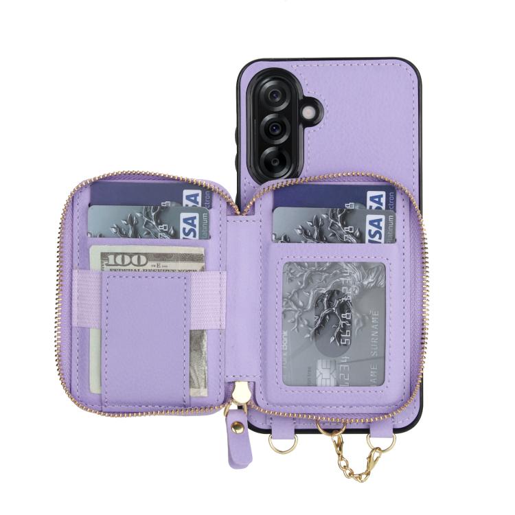 For Samsung Galaxy A36 5G AwQuer 2 in 1 Crossbody Zipper Wallet Leather Back Phone Case