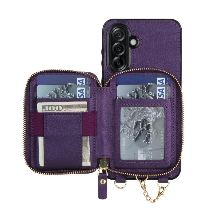 For Samsung Galaxy A36 5G AwQuer 2 in 1 Crossbody Zipper Wallet Leather Back Phone Case