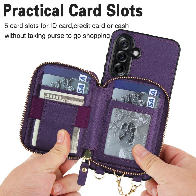 For Samsung Galaxy A36 5G AwQuer 2 in 1 Crossbody Zipper Wallet Leather Back Phone Case