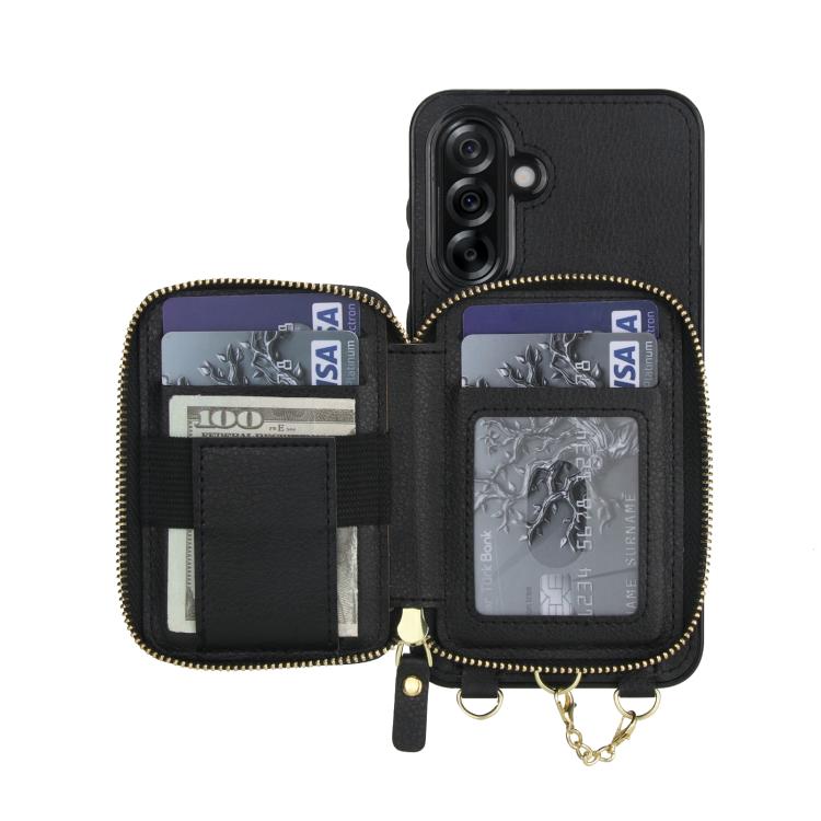 For Samsung Galaxy A56 5G AwQuer 2 in 1 Crossbody Zipper Wallet Leather Back Phone Case