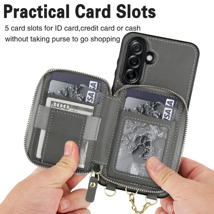 For Samsung Galaxy A56 5G AwQuer 2 in 1 Crossbody Zipper Wallet Leather Back Phone Case
