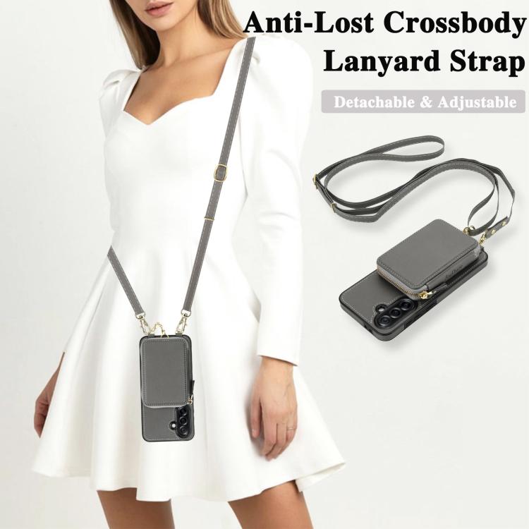 For Samsung Galaxy A56 5G AwQuer 2 in 1 Crossbody Zipper Wallet Leather Back Phone Case