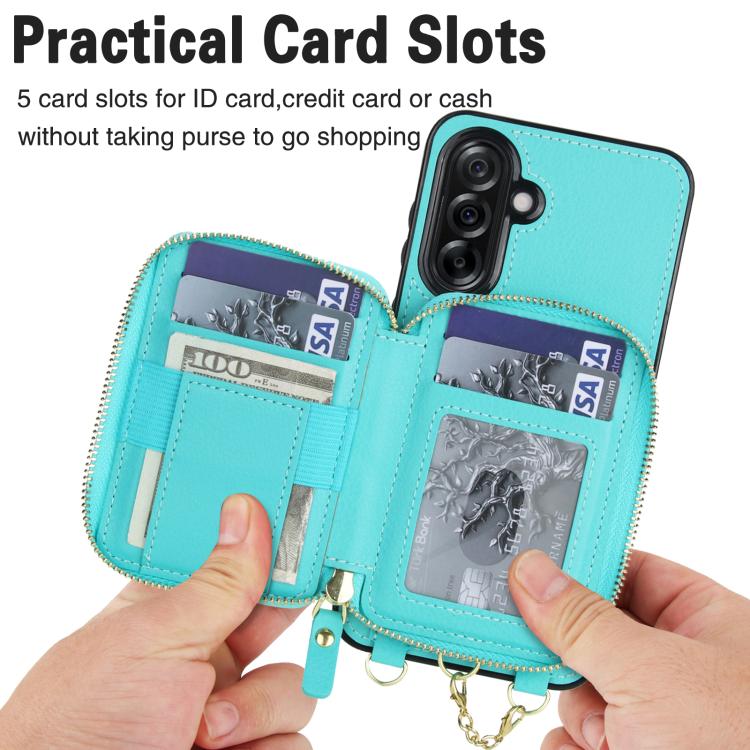 For Samsung Galaxy A56 5G AwQuer 2 in 1 Crossbody Zipper Wallet Leather Back Phone Case