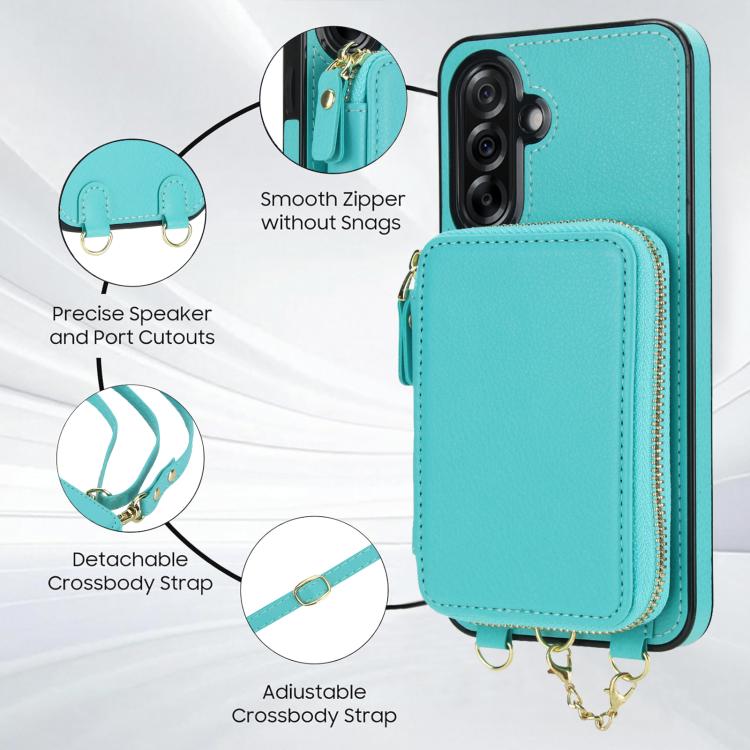 For Samsung Galaxy A56 5G AwQuer 2 in 1 Crossbody Zipper Wallet Leather Back Phone Case