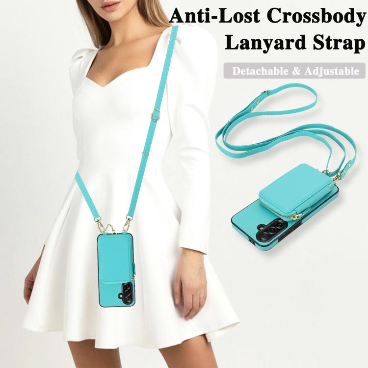 For Samsung Galaxy A56 5G AwQuer 2 in 1 Crossbody Zipper Wallet Leather Back Phone Case