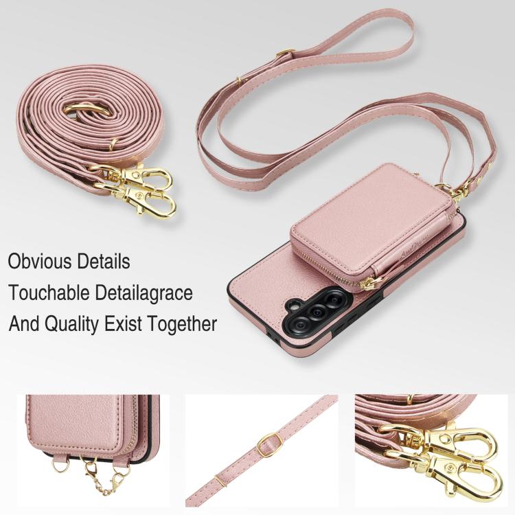 For Samsung Galaxy A56 5G AwQuer 2 in 1 Crossbody Zipper Wallet Leather Back Phone Case
