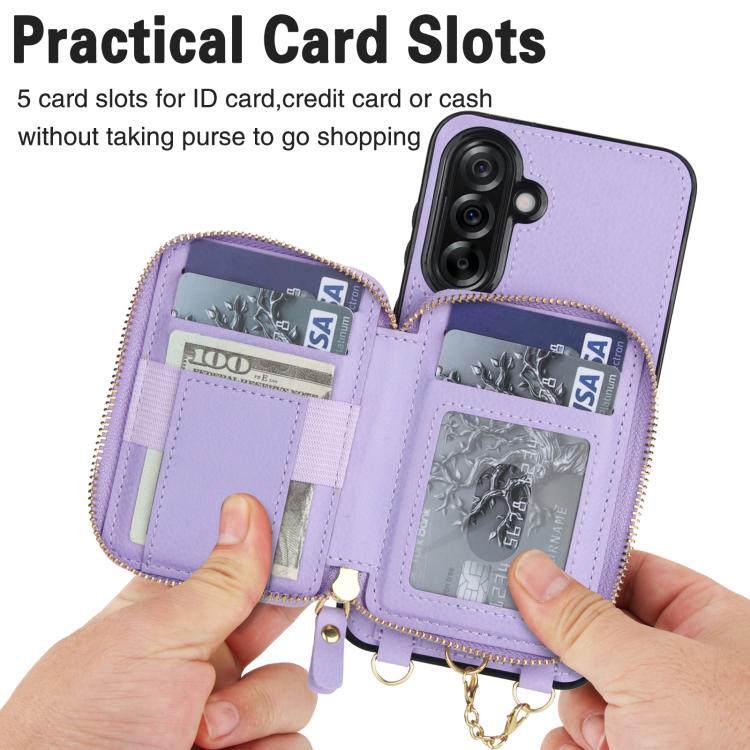 For Samsung Galaxy A56 5G AwQuer 2 in 1 Crossbody Zipper Wallet Leather Back Phone Case