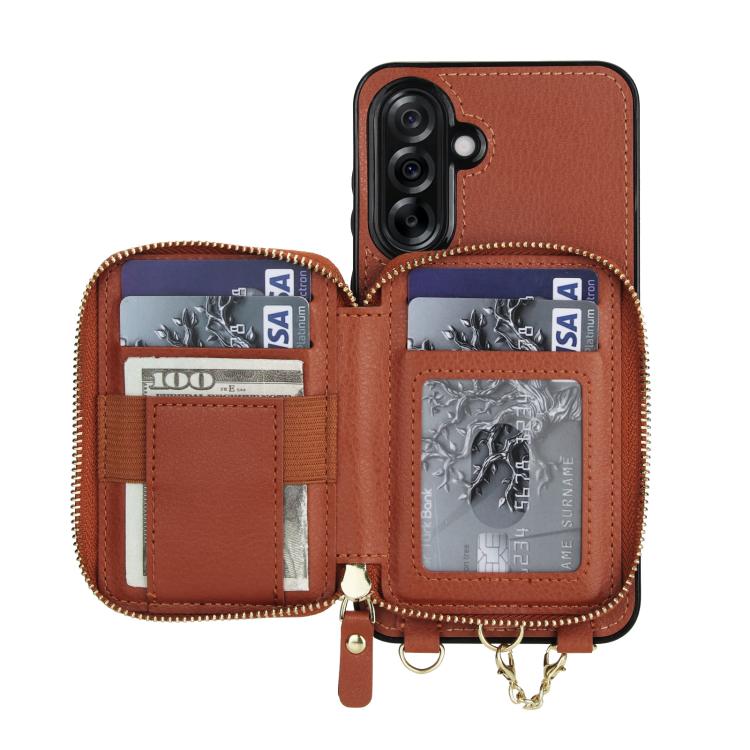 For Samsung Galaxy A56 5G AwQuer 2 in 1 Crossbody Zipper Wallet Leather Back Phone Case