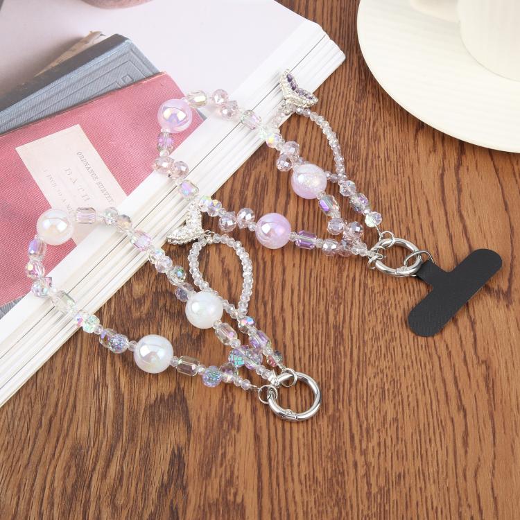 Fish Tail Pendant Crystal Beaded Chain Anti-lost Mobile Phone Short Wrist Strap
