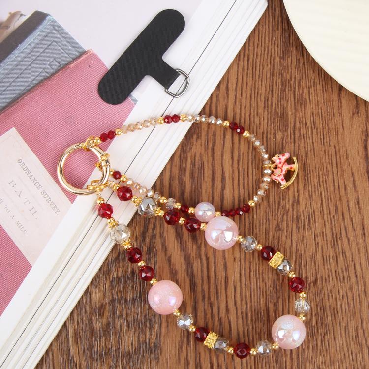 Horse Pendant Crystal Beaded Chain Anti-lost Mobile Phone Short Wrist Strap