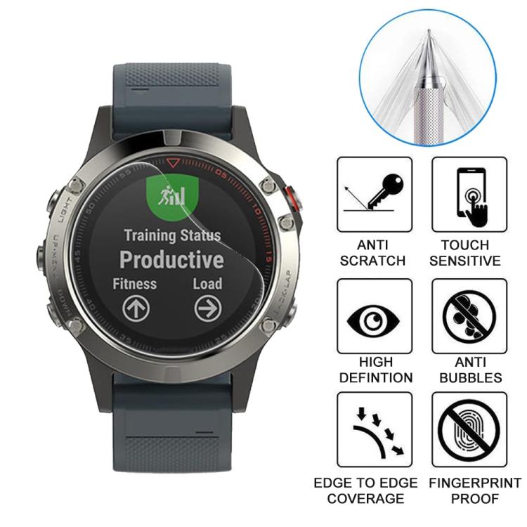 For Garmin Fenix 5 5pcs xDfind Soft Hydrogel Film Full Cover Watch Front Protector