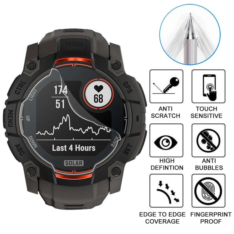 For Garmin Instinct 3 50mm 5pcs xDfind Soft Hydrogel Film Full Cover Watch Front Protector