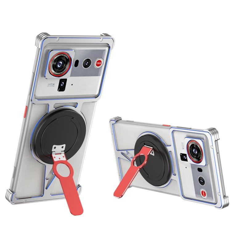 For ZTE nubia Z80 Ultra Hollow Borderless MagSafe Aluminum Alloy Phone Case with Detachable Rotation Holder