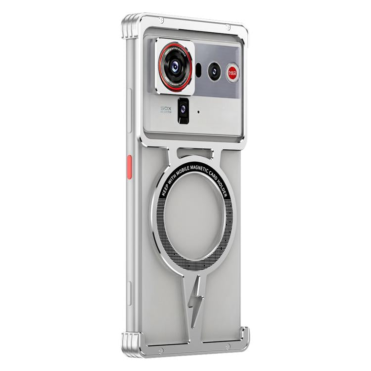 For ZTE nubia Z80 Ultra Hollow Borderless Magnetic MagSafe Aluminum Alloy Phone Case