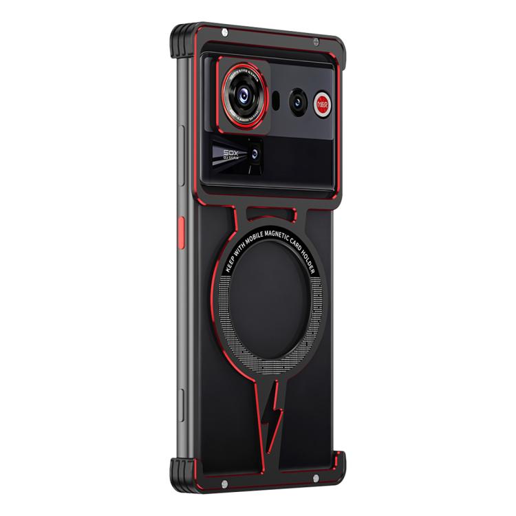 For ZTE nubia Z70 Ultra Hollow Borderless Magnetic MagSafe Aluminum Alloy Phone Case