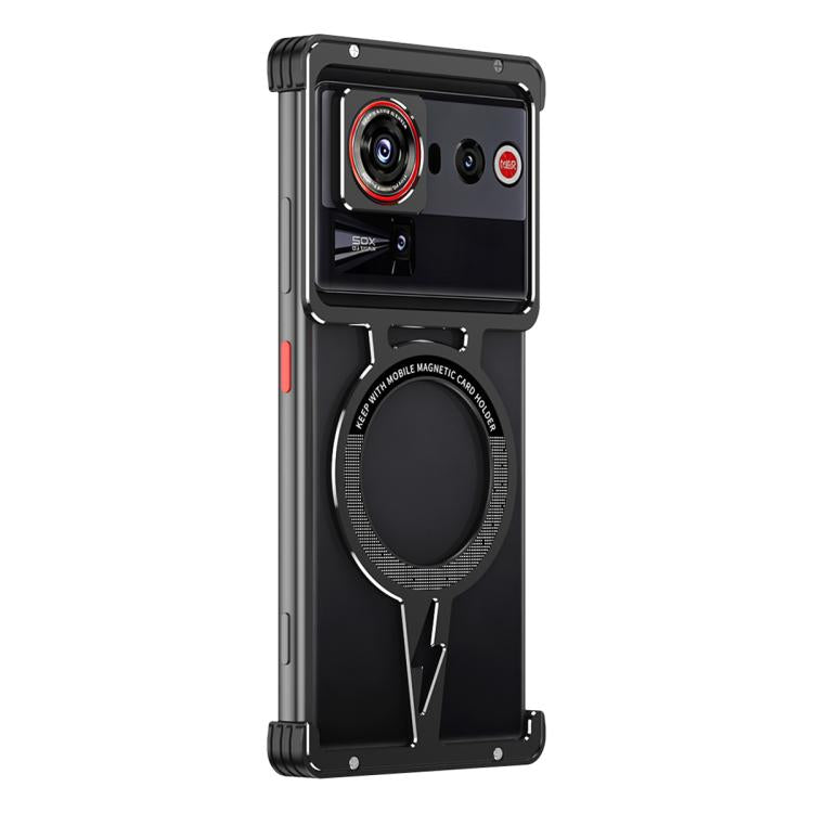 For ZTE nubia Z70 Ultra Hollow Borderless Magnetic MagSafe Aluminum Alloy Phone Case