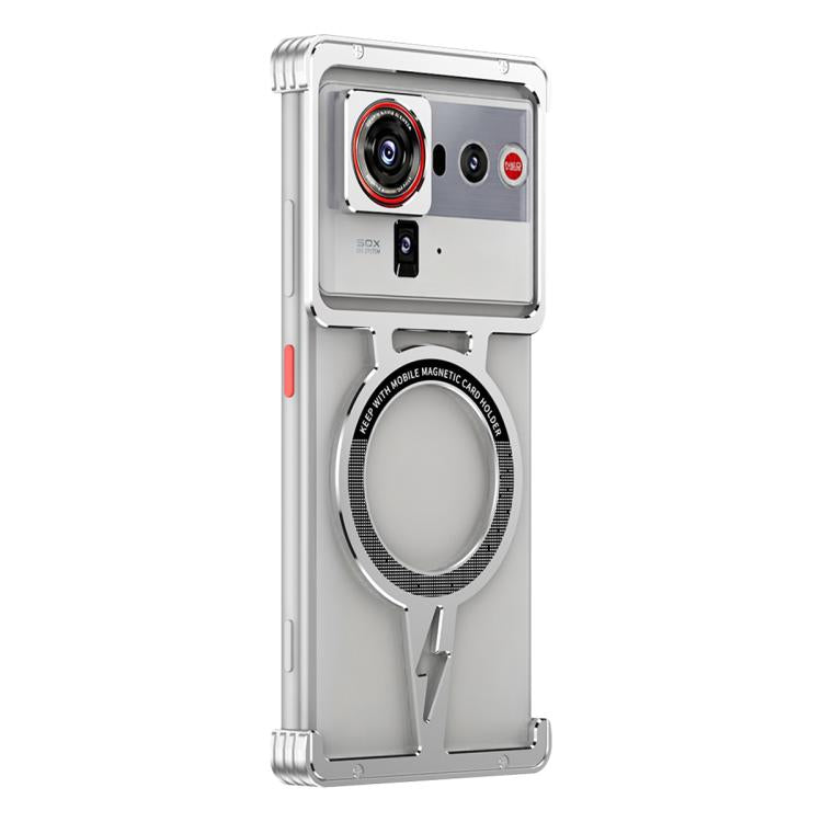 For ZTE nubia Z70 Ultra Hollow Borderless Magnetic MagSafe Aluminum Alloy Phone Case