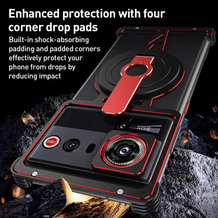 For ZTE nubia Z80 Ultra Hollow Borderless Magnetic MagSafe Aluminum Alloy Phone Case