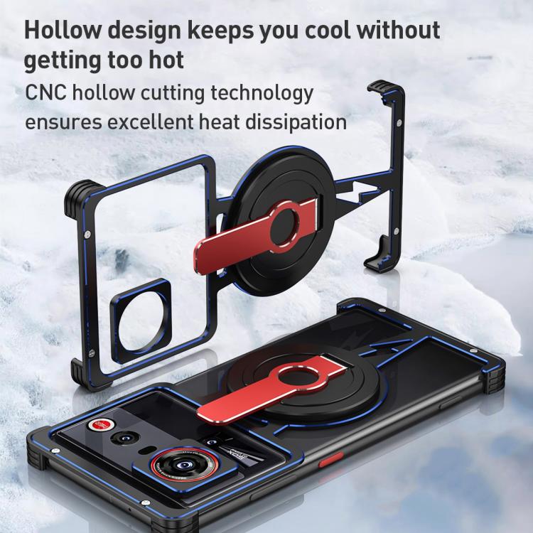 For ZTE nubia Z80 Ultra Hollow Borderless Magnetic MagSafe Aluminum Alloy Phone Case