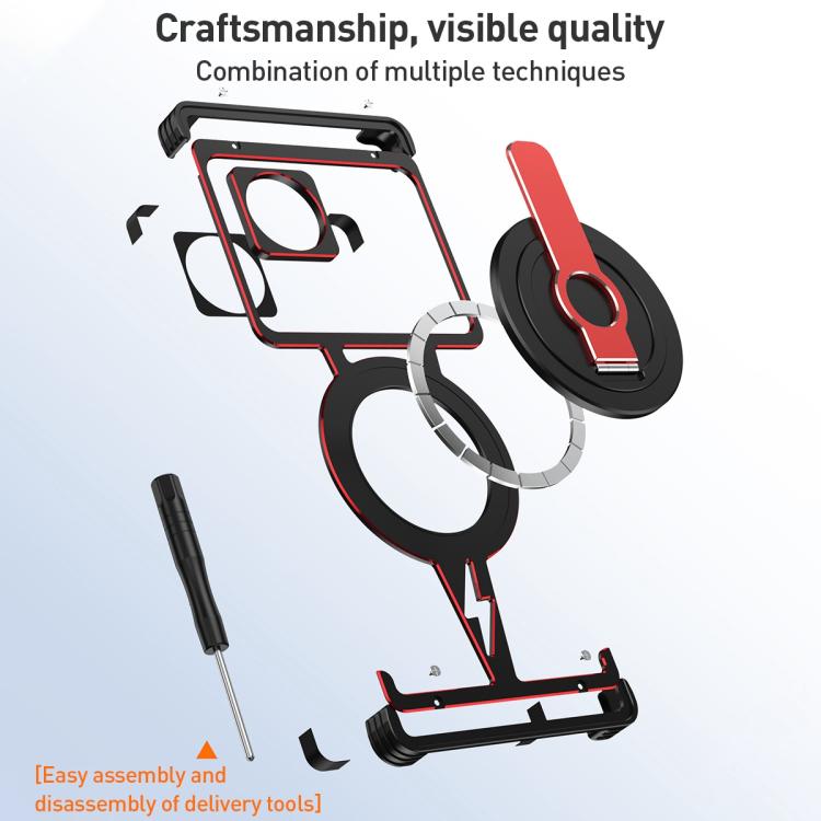 For ZTE nubia Z70 Ultra Hollow Borderless Magnetic MagSafe Aluminum Alloy Phone Case