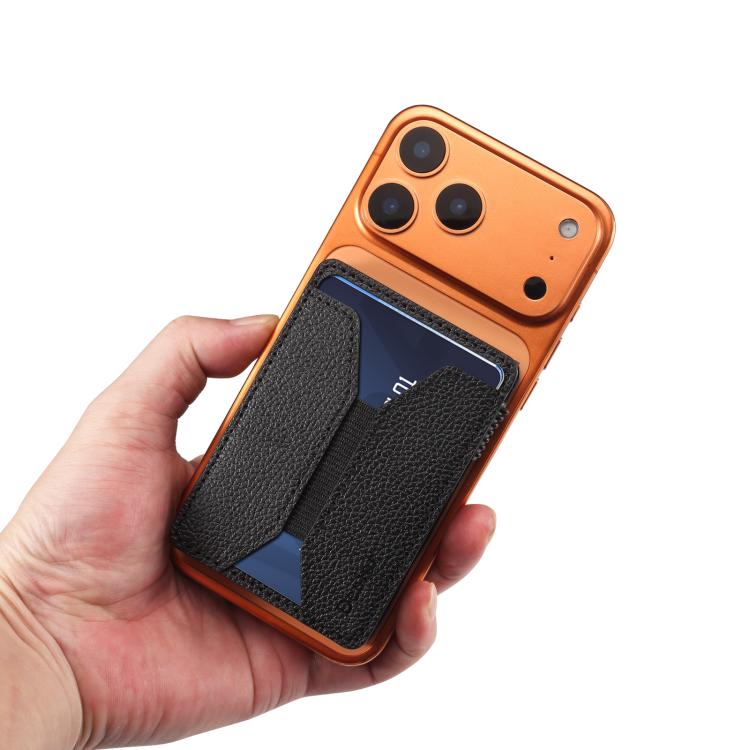 Denior V24 Litchi Texture MagSafe Wallet PU Leather Card Holder Bag