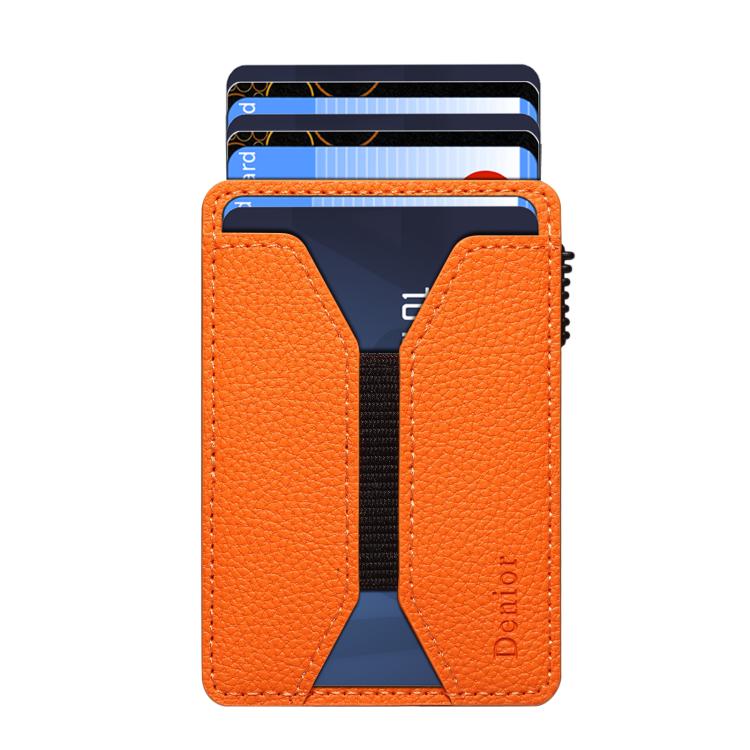 Denior V24 Litchi Texture MagSafe Wallet PU Leather Card Holder Bag