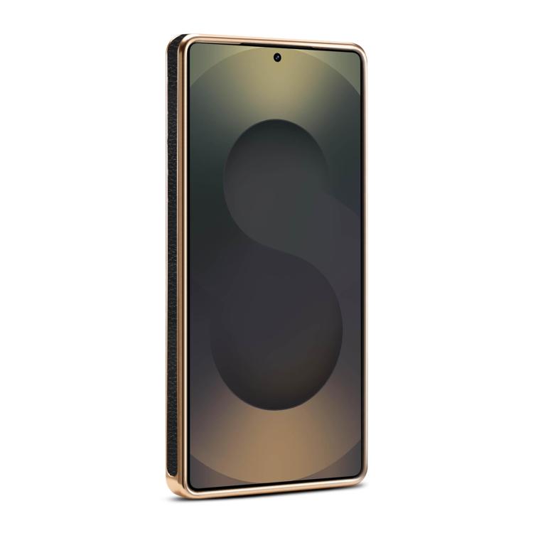 For Samsung Galaxy S25 Ultra 5G Denior A23 Magnetic Holder Electroplating Genuine Leather Phone Case