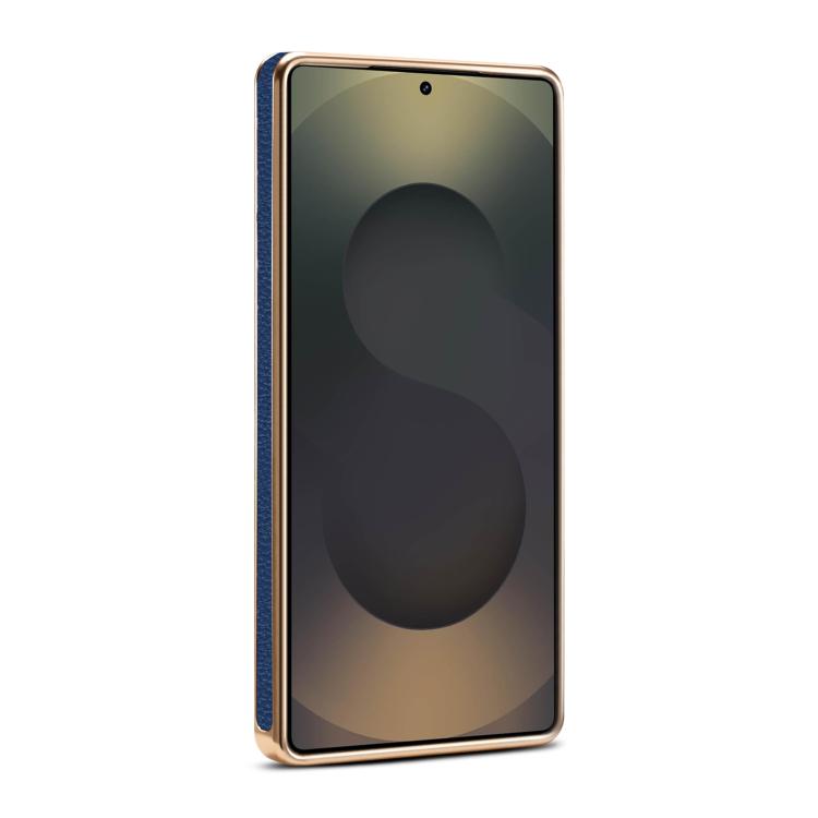 For Samsung Galaxy S24 Ultra 5G Denior A23 Magnetic Holder Electroplating Genuine Leather Phone Case
