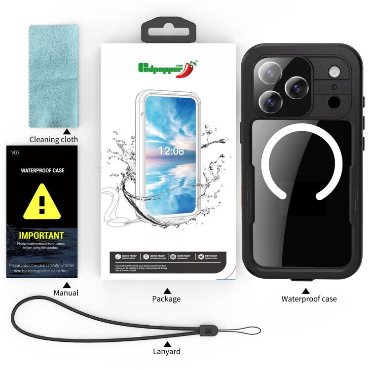 For iPhone 17 Pro RedPepper IP68 Waterproof Triple-proof MagSafe Phone Case