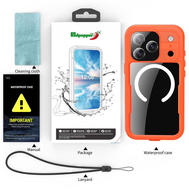 For iPhone 17 Pro RedPepper IP68 Waterproof Triple-proof MagSafe Phone Case