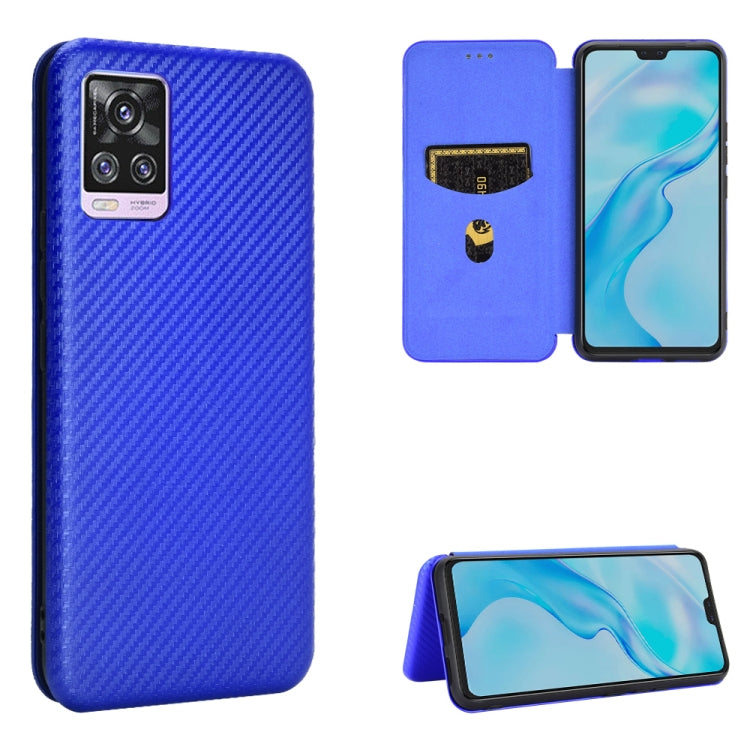For Vivo V20 Pro Carbon Fiber Texture Horizontal Flip TPU + PC + PU Leather Case with Card Slot