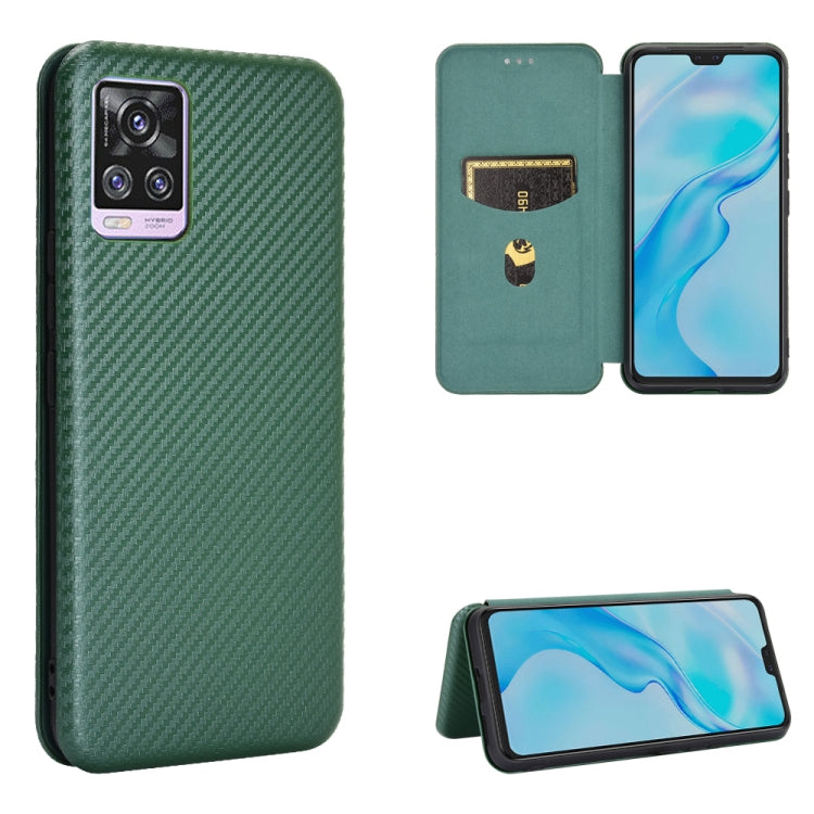 For Vivo V20 Pro Carbon Fiber Texture Horizontal Flip TPU + PC + PU Leather Case with Card Slot