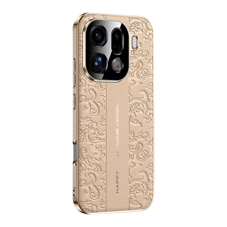 For OPPO Find X9 Pro Cloud Dragon Pattern Plain Leather PC Phone Case
