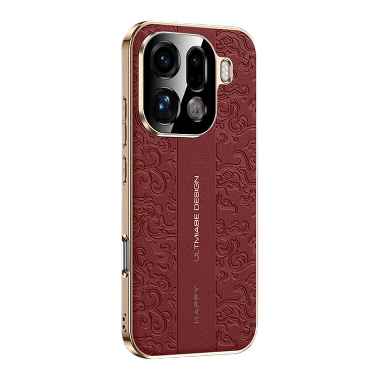 For OPPO Find X9 Pro Cloud Dragon Pattern Plain Leather PC Phone Case