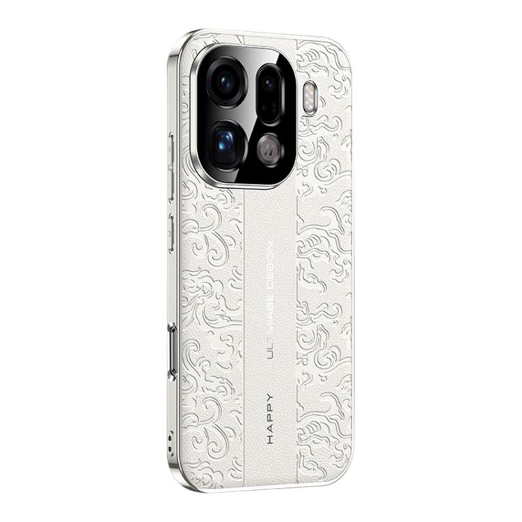 For OPPO Find X9 Pro Cloud Dragon Pattern Plain Leather PC Phone Case