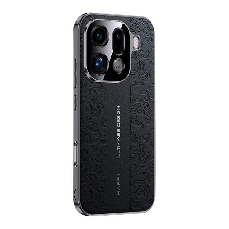 For OPPO Find X9 Pro Cloud Dragon Pattern Plain Leather PC Phone Case
