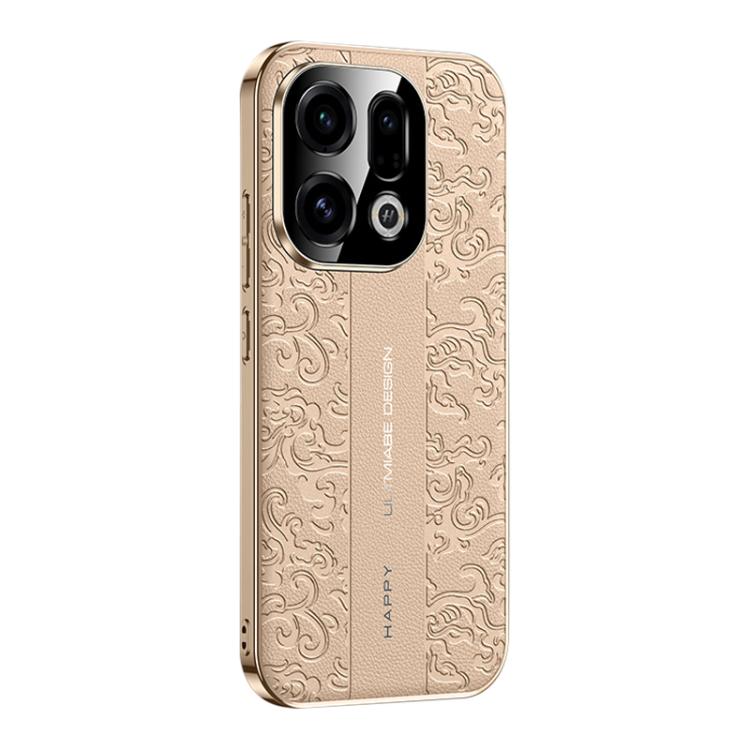 For OPPO Find X9 Cloud Dragon Pattern Plain Leather PC Phone Case