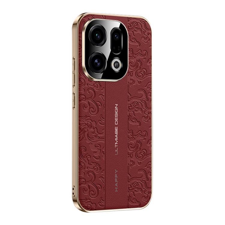 For OPPO Find X9 Cloud Dragon Pattern Plain Leather PC Phone Case
