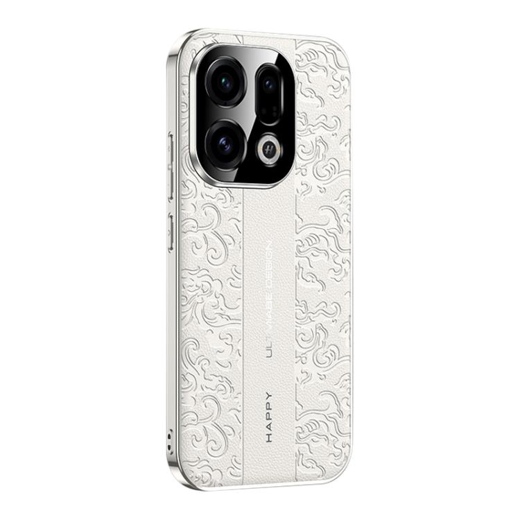For OPPO Find X9 Cloud Dragon Pattern Plain Leather PC Phone Case