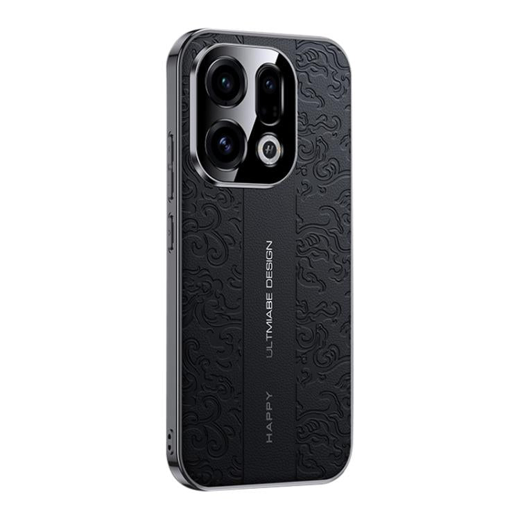 For OPPO Find X9 Cloud Dragon Pattern Plain Leather PC Phone Case