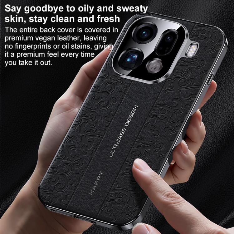 For OPPO Find X9 Pro Cloud Dragon Pattern Plain Leather PC Phone Case