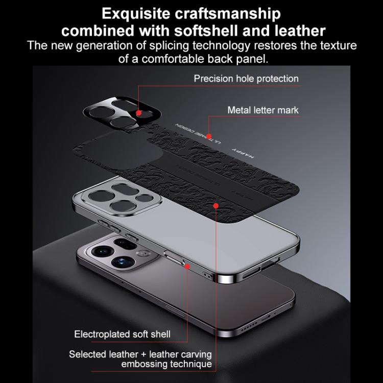 For OPPO Find X9 Pro Cloud Dragon Pattern Plain Leather PC Phone Case