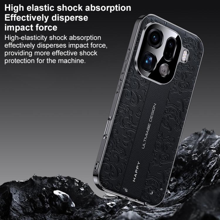 For OPPO Find X9 Pro Cloud Dragon Pattern Plain Leather PC Phone Case