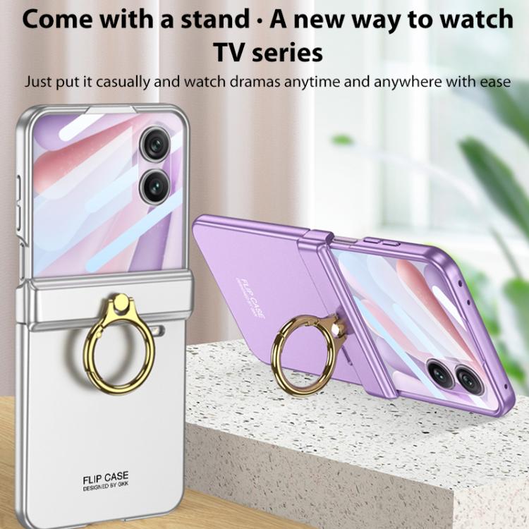 For Honor Magic V Flip 2 GKK Integrated Magnetic Hinged Flip Case with Ring Holder