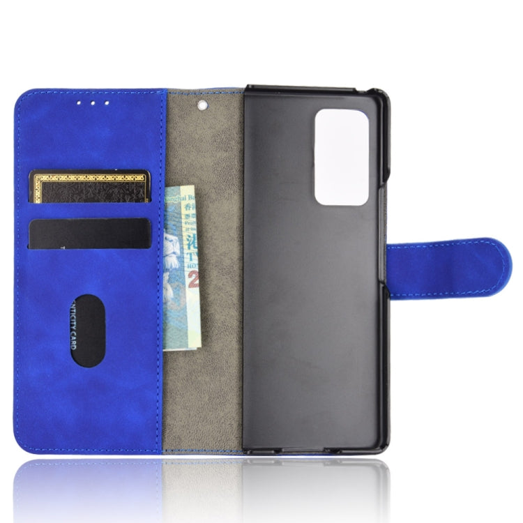 For Samsung Galaxy Z Fold2 5G Solid Color Skin Feel Magnetic Buckle Horizontal Flip Calf Texture PU Leather Case with Holder & Card Slots & Wallet