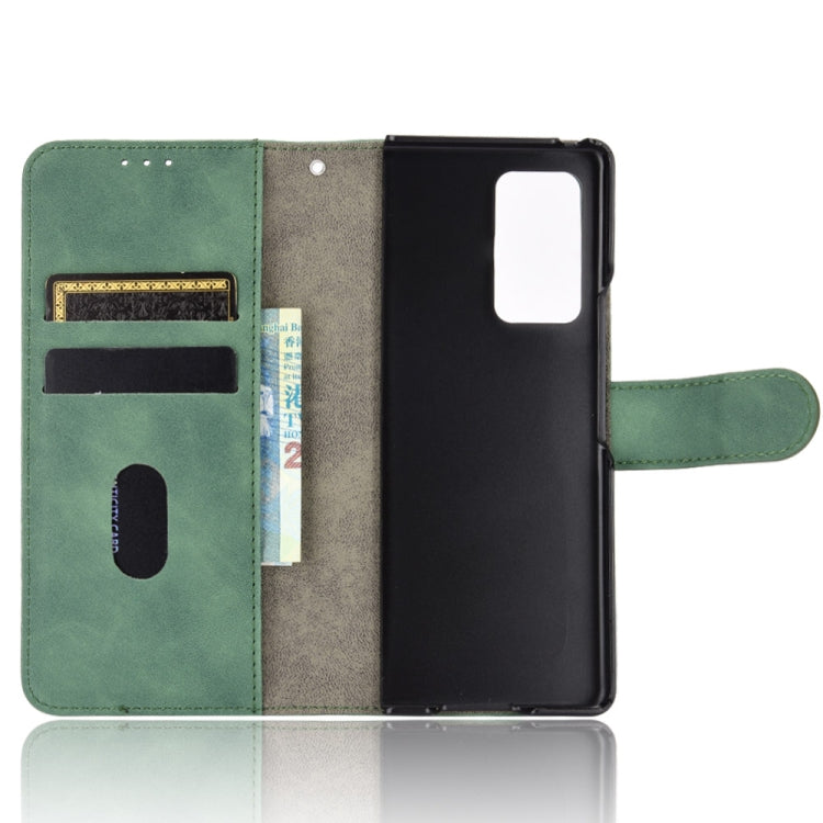 For Samsung Galaxy Z Fold2 5G Solid Color Skin Feel Magnetic Buckle Horizontal Flip Calf Texture PU Leather Case with Holder & Card Slots & Wallet