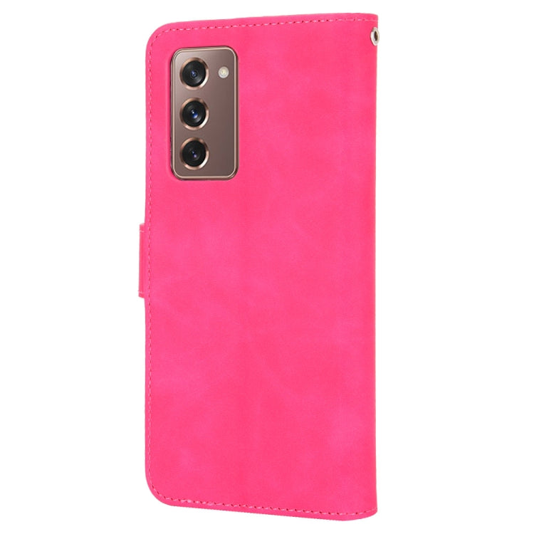 For Samsung Galaxy Z Fold2 5G Solid Color Skin Feel Magnetic Buckle Horizontal Flip Calf Texture PU Leather Case with Holder & Card Slots & Wallet